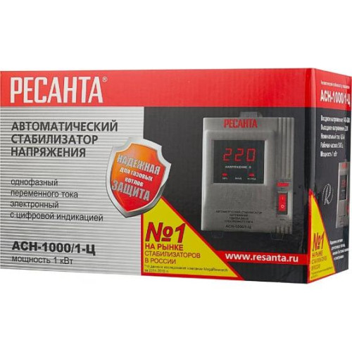 Стабилизатор напряжения АСН-1000/1-Ц 1ф 1кВт IP20 релейный Ресанта 63/6/2