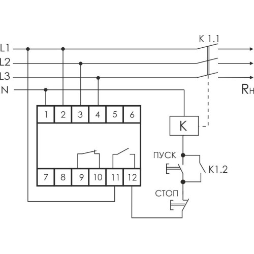 Реле напряжения CP-731 (трехфазный; микропроцессорный; контроль верхнего и нижнего значений напряжения; контроль асимметрии; чередования фаз; монтаж на DIN-рейке 35мм 3х400/230+N 2х8А 1Z 1R IP20) F&F EA04.009.005