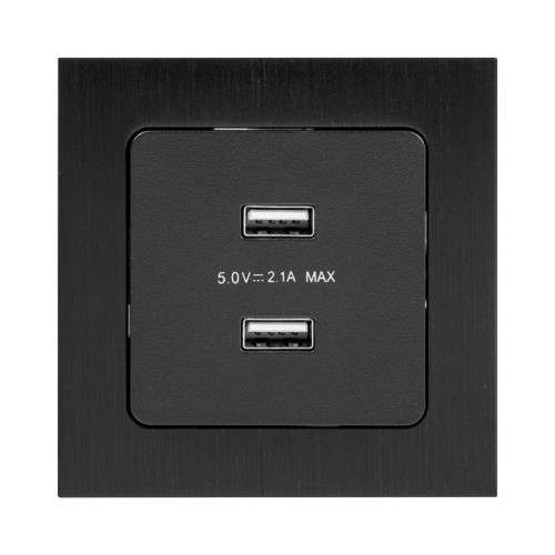 Розетка USB 2-м Стокгольм 2.1А механизм черн. PROxima EKF EZR16-028-10-2USB