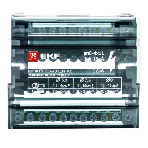 Шина нулевая в корпусе 4х11 EKF sn0-4x11