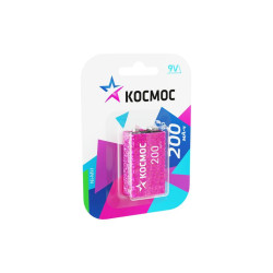 Аккумулятор 6F22 200мА.ч 1BL (блист.1шт) КОСМОС KOCNI-MH6F22(200mAh)