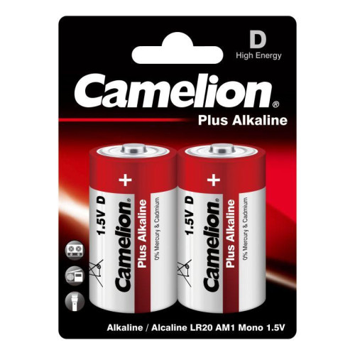 Элемент питания алкалиновый D/LR20 1.5В Plus Alkaline LR20-BP2 BL-2 (блист.2шт) Camelion 1654