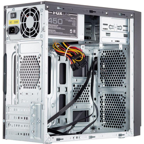 Корпус с блоком питания 450Вт Case FL-702 mATX 1х5.25EXT 1х3.5EXT 2х3.5INT 2хUSB2.0 HDA w/o FAN w/450W ATX PSU w/1.2m EU pwr cord Foxline 1000552363