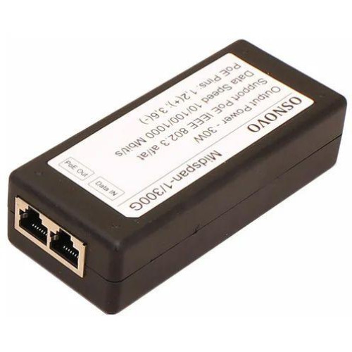 Инжектор PoE Gigabit Ethernet на 1 порт PoE - до 30Вт Midspan-1/300G OSNOVO 1000634333