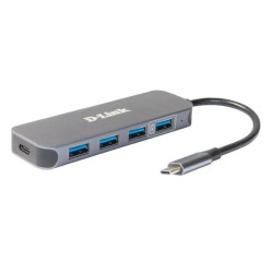 Концентратор DUB-2340/A1A с 4 портами USB 3.0 (1 порт- режим быстрой зарядки) 1 порт- USB Type-C/PD 3.0 + разъем USB Type-C D-link 1861479