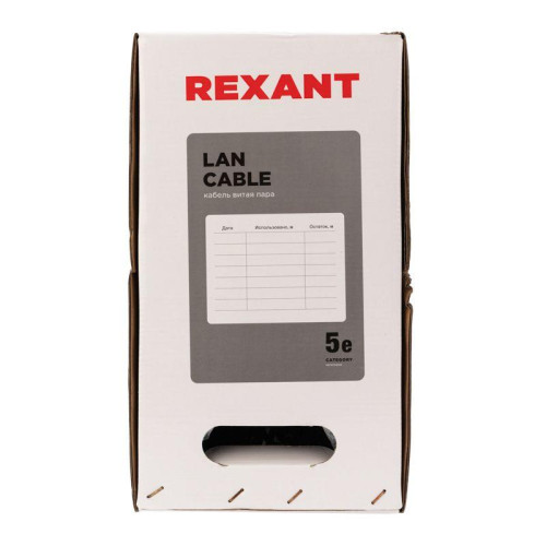 Кабель витая пара U/UTP кат.5E 4х2х24AWG solid CU PE Outdoor черн. (м) Rexant 01-0045