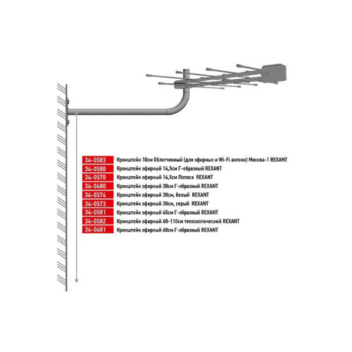 Кронштейн 10см Облегченный (для эфирных и Wi-Fi антенн) Москва-1 Rexant 34-0583