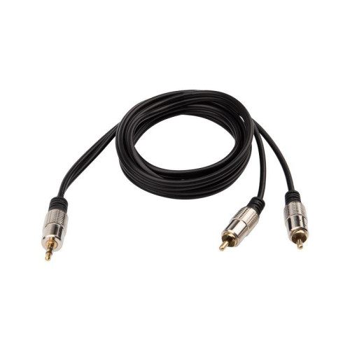 Шнур 3.5 Stereo Plug - 2RCA Plug 1.5м (GOLD) металл Rexant 17-4222