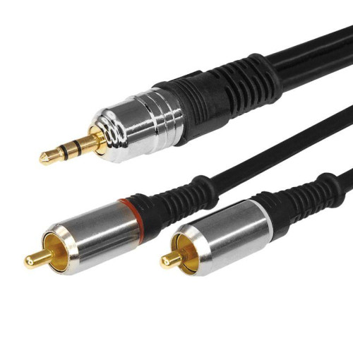 Шнур 3.5 Stereo Plug - 2RCA Plug 5м (GOLD) металл Rexant 17-4225