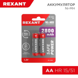 Аккумулятор AA 1.2В 2800мА.ч (блист.2шт) Rexant 30-1428