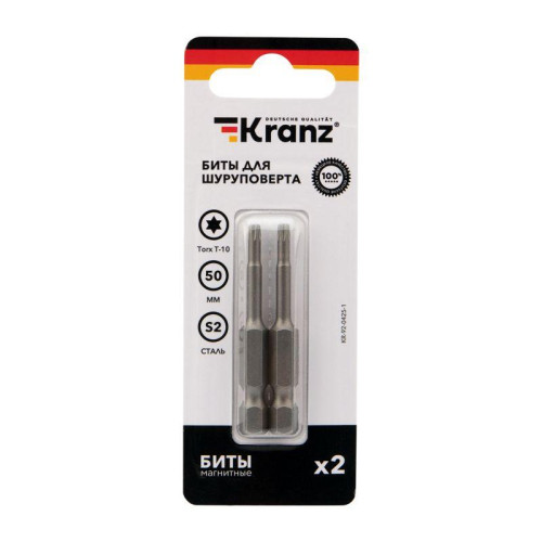 Бита для шуруповерта Torx T10х50мм (уп.2шт) Kranz KR-92-0425-1