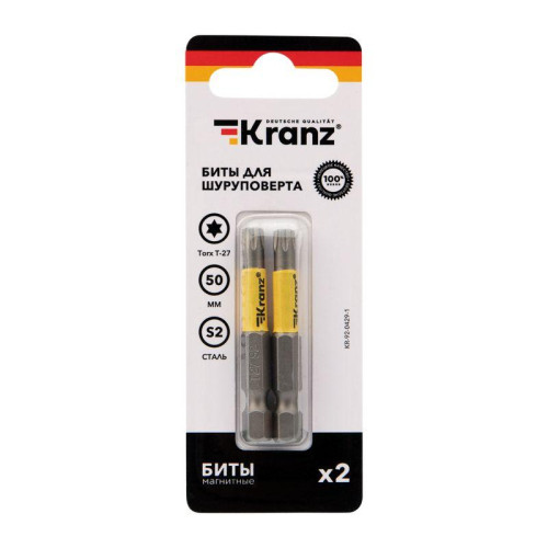 Бита для шуруповерта Torx T27х50мм (уп.2шт) Kranz KR-92-0429-1