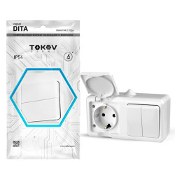 Блок ОП Dita (розетка 16А 250В с заземл. + 2-кл. выкл. 10А) IP54 бел. TOKOV ELECTRIC TKL-DT-V2RZ-C01-IP54