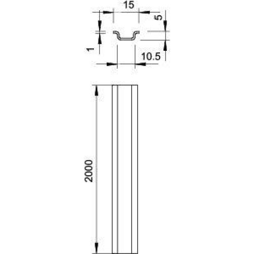 Рейка монтажная 2000х15х5 46277 GTPL (дл.2м) OBO 1115359