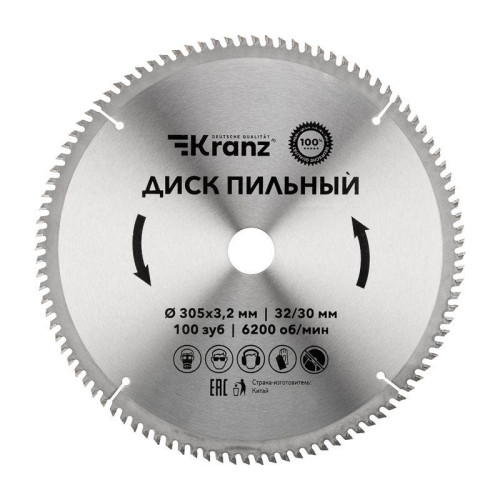 Диск пильный 305мм х100зуб х32/30мм Kranz KR-92-0136