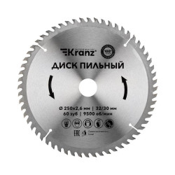 Диск пильный 250мм х60зуб х32/30мм Kranz KR-92-0129