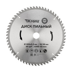 Диск пильный 305мм х60зуб х32/30мм Kranz KR-92-0135