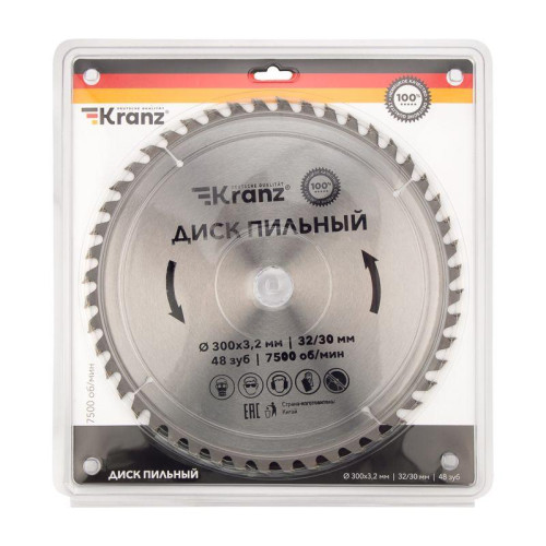 Диск пильный 300мм х48зуб х32/30мм Kranz KR-92-0133