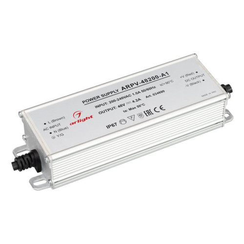 Блок питания ARPV-48200-A1 48В 4.2А 200Вт IP67 металл Arlight 034690