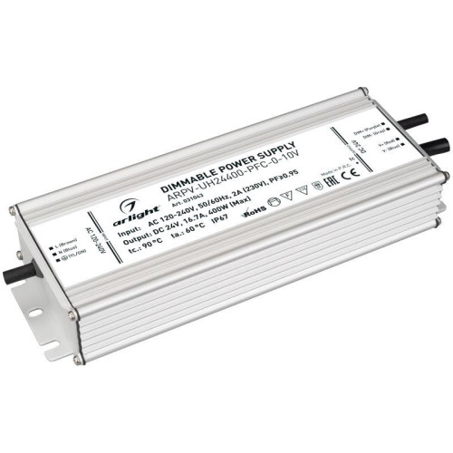 Блок питания ARPV-UH24400-PFC-0-10V 24В 16.7А 400Вт IP67 метал. 7 лет Arlight 031043