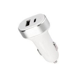 Автозарядка в прикуриватель АЗУ USB-A+USB-C 3.1А бел. Rexant 18-2227