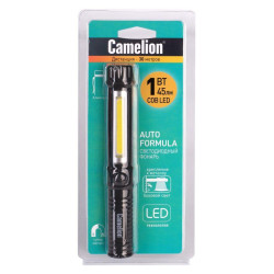 Фонарь-ручка LED51521 COB LED + 1Вт LED 3хR03 магнит клипса пластик. черн. (блист.) Camelion 13361