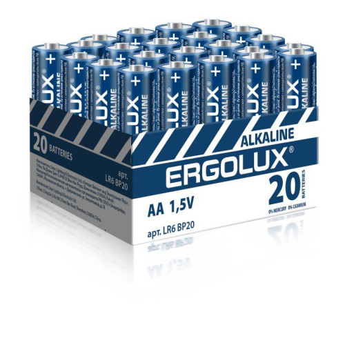 Элемент питания алкалиновый AA/LR6 1.5В Alkaline BP-20 ПРОМО (уп.20шт) Ergolux 14675