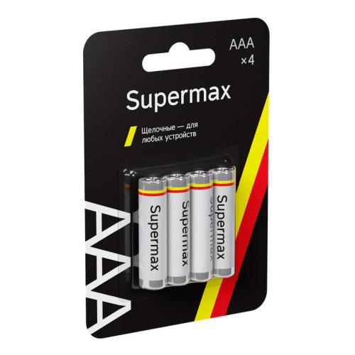 Элемент питания алкалиновый AAA/LR03 4хBL (блист.4шт) SuperMax SUPLR034BL