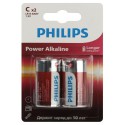 Элемент питания алкалиновый C/LR14 1.5В Power (блист. 2шт) Philips Б0062687