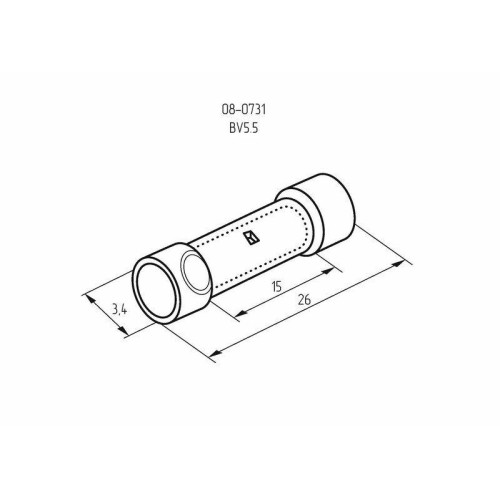 Гильза соединительная изолированная VB 5.5 4-6кв.мм желт. (уп.100шт) Rexant 08-0731