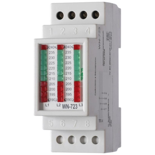 Указатель напряжения WN-723 (3ф светодиод. шкала 35мм 3х400/230+N IP20 монтаж на DIN-рейке) F&F EA04.007.005