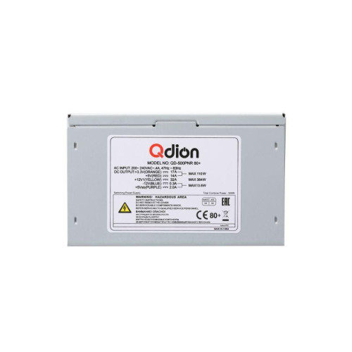 Блок питания QD-500PNR 80+ Power Supply QDION ATX 500Вт 120мм 5xSATA 1xPCI-E APFC 80+ FSP 1000575571