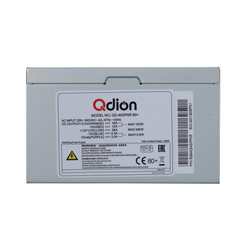 Блок питания QD-450PNR 80+ Power Supply QDION ATX 450Вт 120мм 5xSATA 1xPCI-E APFC 80+ FSP 1000557775