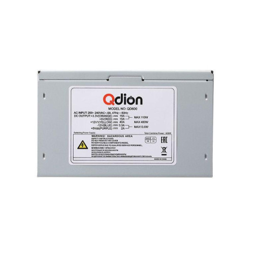 Блок питания QD600 Power Supply QDION ATX 600Вт 120мм 5xSATA 1xPCI-E nonPFC FSP 1000523372