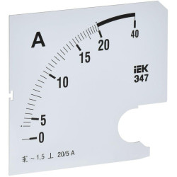 Шкала сменная для амперметра Э47 20/5А-1.5 96х96мм IEK IPA20D-SC-0020