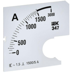 Шкала сменная для амперметра Э47 1500/5А-1.5 72х72мм IEK IPA10D-SC-1500