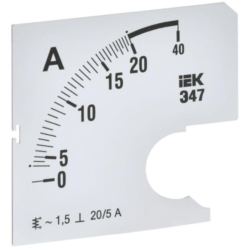 Шкала сменная для амперметра Э47 20/5А-1.5 72х72мм IEK IPA10D-SC-0020