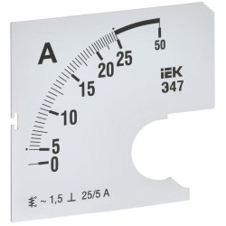 Шкала сменная для амперметра Э47 25/5А-1.5 72х72мм IEK IPA10D-SC-0025