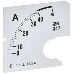 Шкала сменная для амперметра Э47 40/5А-1.5 72х72мм IEK IPA10D-SC-0040