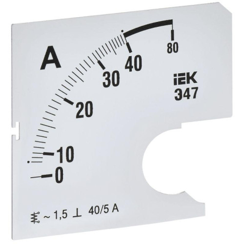 Шкала сменная для амперметра Э47 40/5А-1.5 72х72мм IEK IPA10D-SC-0040