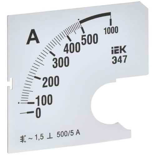 Шкала сменная для амперметра Э47 500/5А-1.5 72х72мм IEK IPA10D-SC-0500