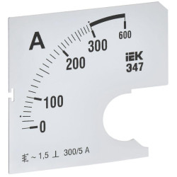 Шкала сменная для амперметра Э47 300/5А-1.5 72х72мм IEK IPA10D-SC-0300