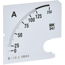 Шкала сменная для амперметра Э47 125/5А-1.5 96х96мм IEK IPA20D-SC-0125