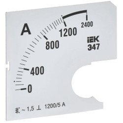 Шкала сменная для амперметра Э47 1200/5А-1.5 72х72мм IEK IPA10D-SC-1200