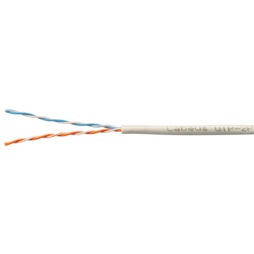 Кабель витая пара U/UTP кат.5E 2х2х24AWG solid PVC нг(А)-LS UTP-2P-Cat.5e-SOLID-GY сер. (уп.305м) Cabeus 7169c