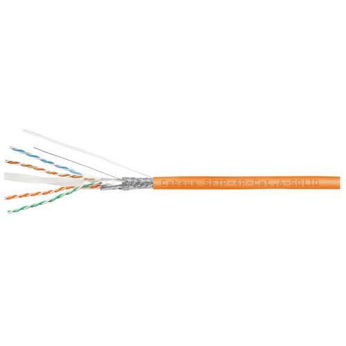 Кабель витая пара SF/UTP кат.6 4х2х23AWG solid LSZH нг(А)-HF SFTP-4P-Cat.6-SOLID-LSZH оранж. (уп.305м) Cabeus 7470c