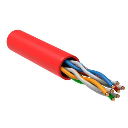 Кабель витая пара U/UTP кат.5E 4х2х24AWG solid LSZH красн. (уп.305м) ITK LC1-C5E04-124