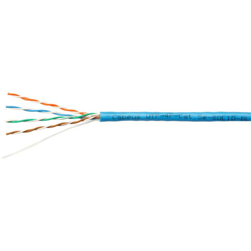 Кабель витая пара U/UTP кат.5E 4х2х24AWG solid PVC нг(А)-LS UTP-4P-Cat.5e-SOLID-BL син. (уп.305м) Cabeus 7248c