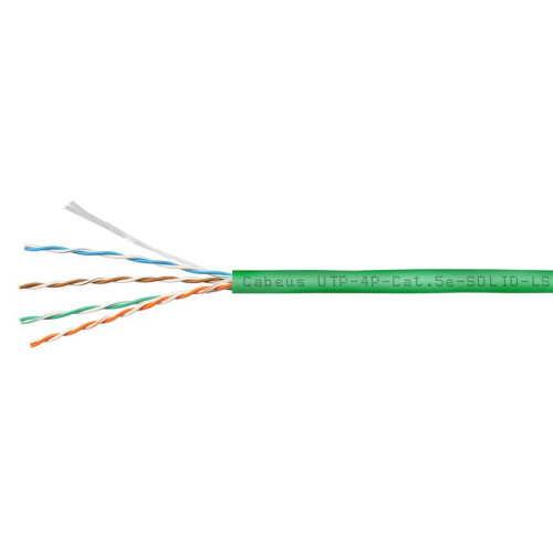 Кабель витая пара U/UTP кат.5E 4х2х24AWG solid LSZH нг(А)-HF UTP-4P-Cat.5e-SOLID-LSZH-GN зел. (уп.305м) Cabeus 9779c