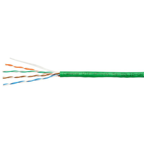 Кабель витая пара U/UTP кат.5E 4х2х24AWG solid PVC нг(А)-LS UTP-4P-Cat.5e-SOLID-GN зел. (уп.305м) Cabeus 7250c